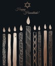 Cartoon Hanukkah poster with candles